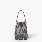 FENDI Mon Tresor Dark blue denim-effect FF jacquard mini-bag